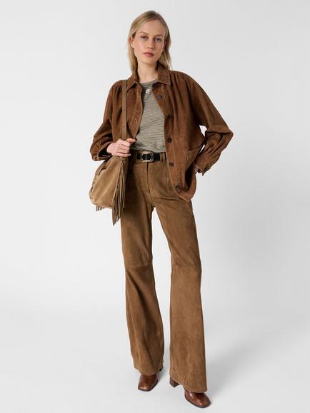 Gerard Darel Melva Stripe Linen Rich T-Shirt - view 2, Khaki Green