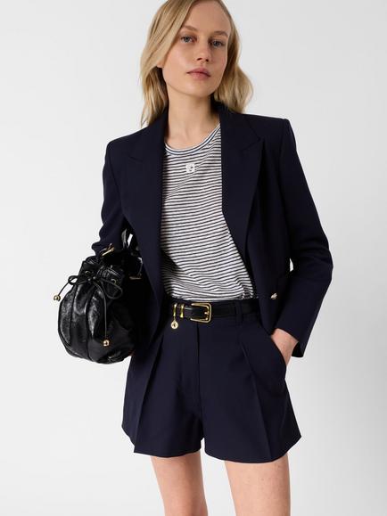 Gerard Darel Melva Stripe Linen Rich T-Shirt, Navy