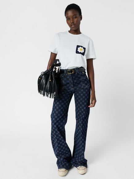 Gerard Darel Melvine Flower T-Shirt, Ecru, Ecru