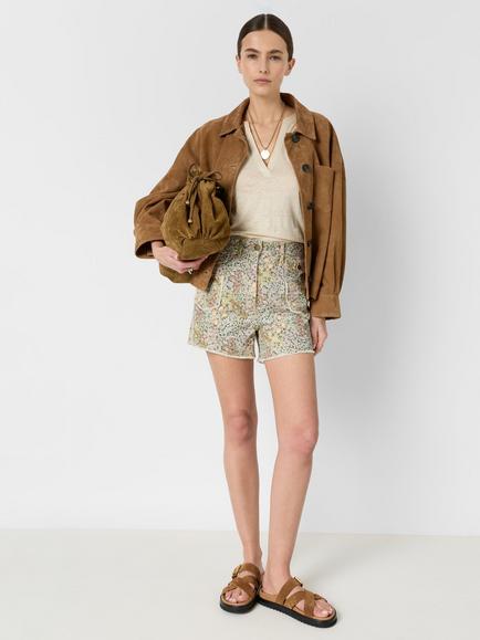 Gerard Darel Miora Pure Linen V-Neck T-Shirt, Natural