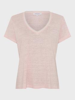 Gerard Darel Mirana V-Neck Pure Linen T-Shirt - view 2, Pink