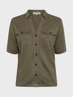 Gerard Darel Moana Pure Linen Utility Shirt, Green - view 2, Green