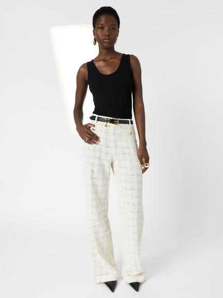 Gerard Darel Ariela Boucle Tweed Trousers, Ecru - view 2, Ecru
