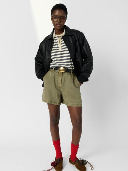Gerard Darel Avina Wide Leg Shorts, Khaki Green, Khaki Green