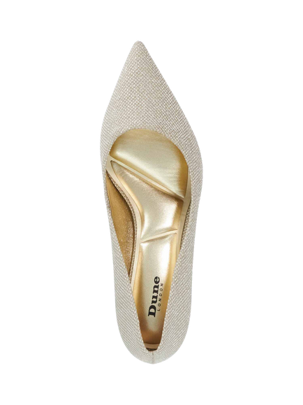 Dune London Achievable Stiletto Heel Court Shoes, Gold - view 2, Gold