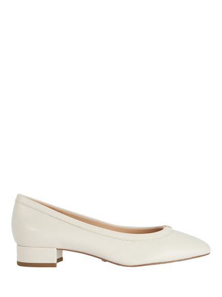 Dune London Approve Leather Ballet Court Shoes, Ecru