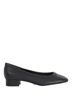 Dune London Approve Leather Ballet Court Shoes, Black