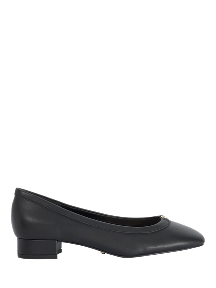 Dune London Approve Leather Ballet Court Shoes, Black