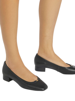 Dune London Approve Leather Ballet Court Shoes - view 2, Black