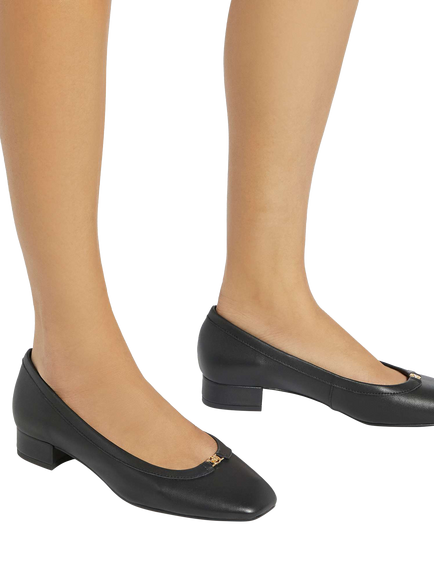 Dune London Approve Leather Ballet Court Shoes - view 2, Black