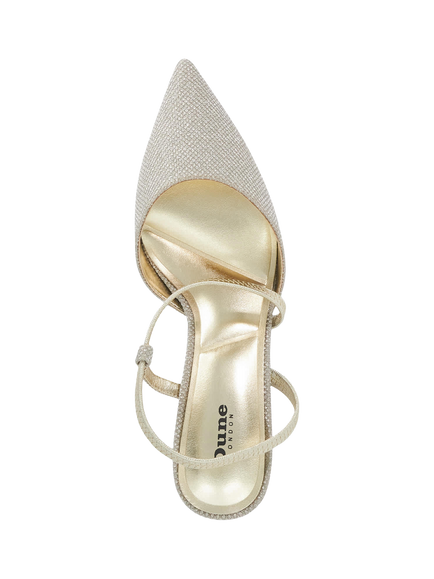 Dune London Charming Cross Strap Open Court Shoes, Gold - view 2, Gold