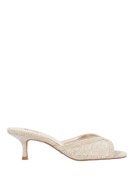 Dune London Milo Kitten Heel Hot Fix Mule Sandals, Gold, Gold
