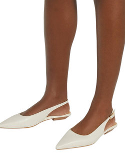 Dune London Hostess Leather Court Shoes, White - view 2, White