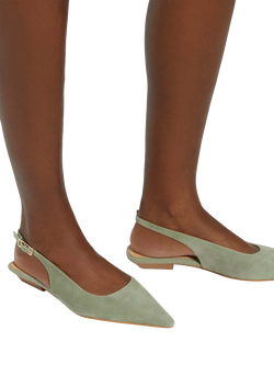 Dune London Hostess Suede Court Shoes, Sage - view 2, Sage