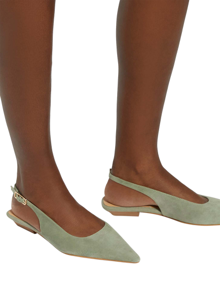 Dune London Hostess Suede Court Shoes, Sage - view 2, Sage