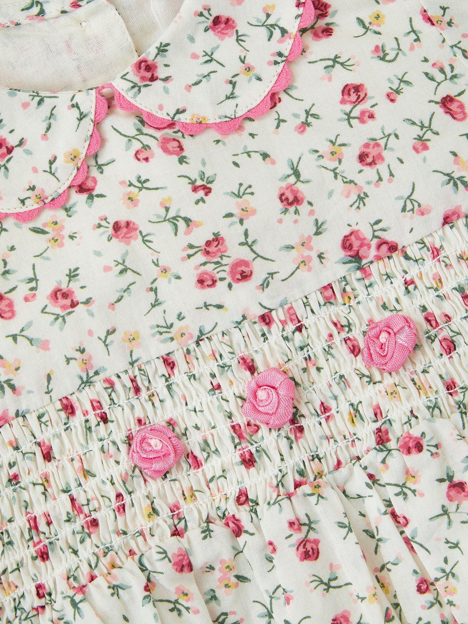 Product image 3 of 3, which shows Monsoon Baby Rose Romper, Ivory, 0-3 months