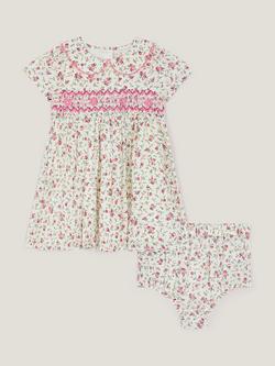 Monsoon Baby Rose Dress & Bloomers Set, Ivory, Ivory