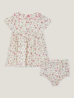 Monsoon Baby Rose Dress & Bloomers Set, Ivory - view 2, Ivory