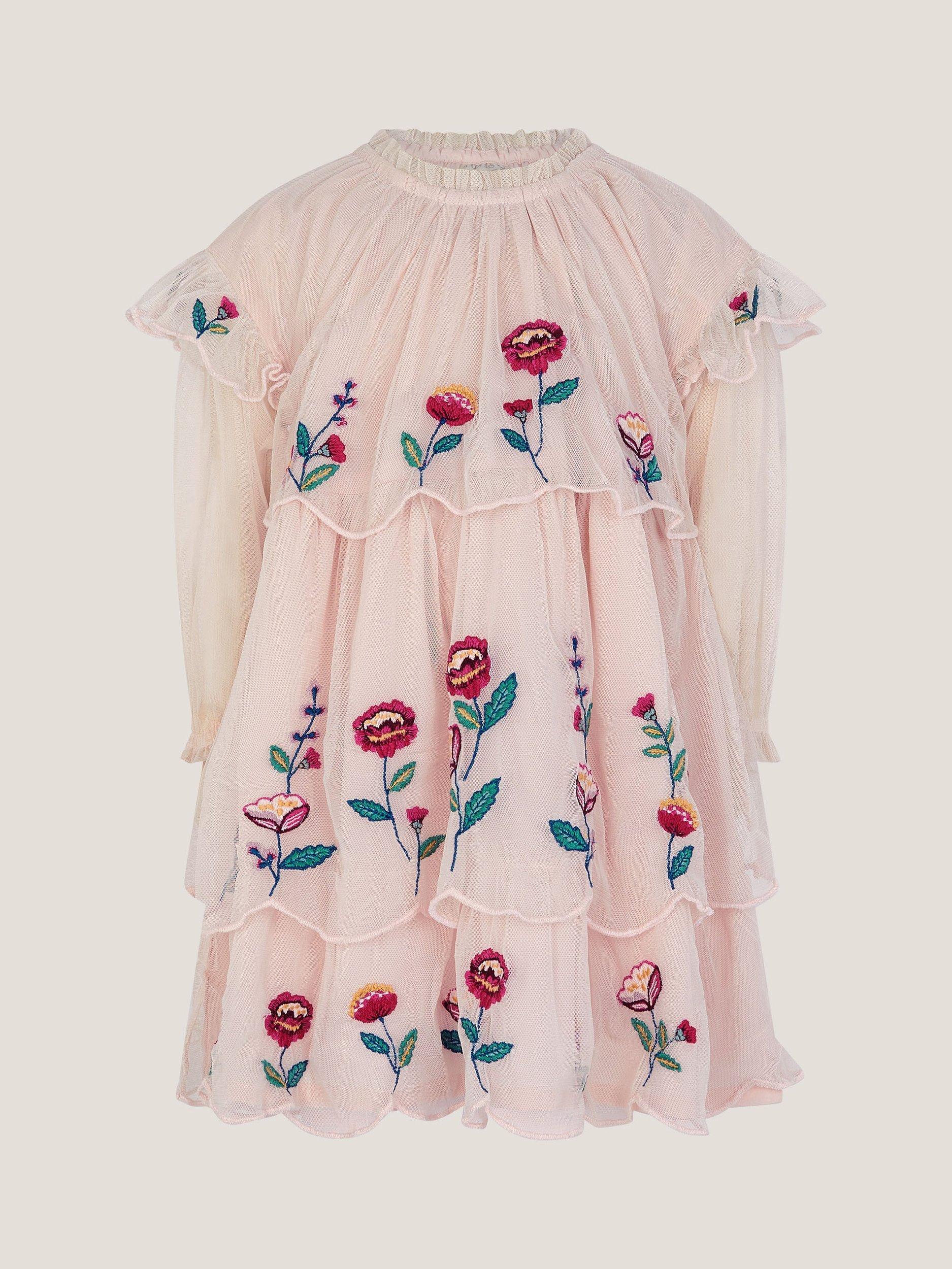 Product image 1 of 3, which shows Monsoon Baby Scallop Dress, Ivory, 0-3 months