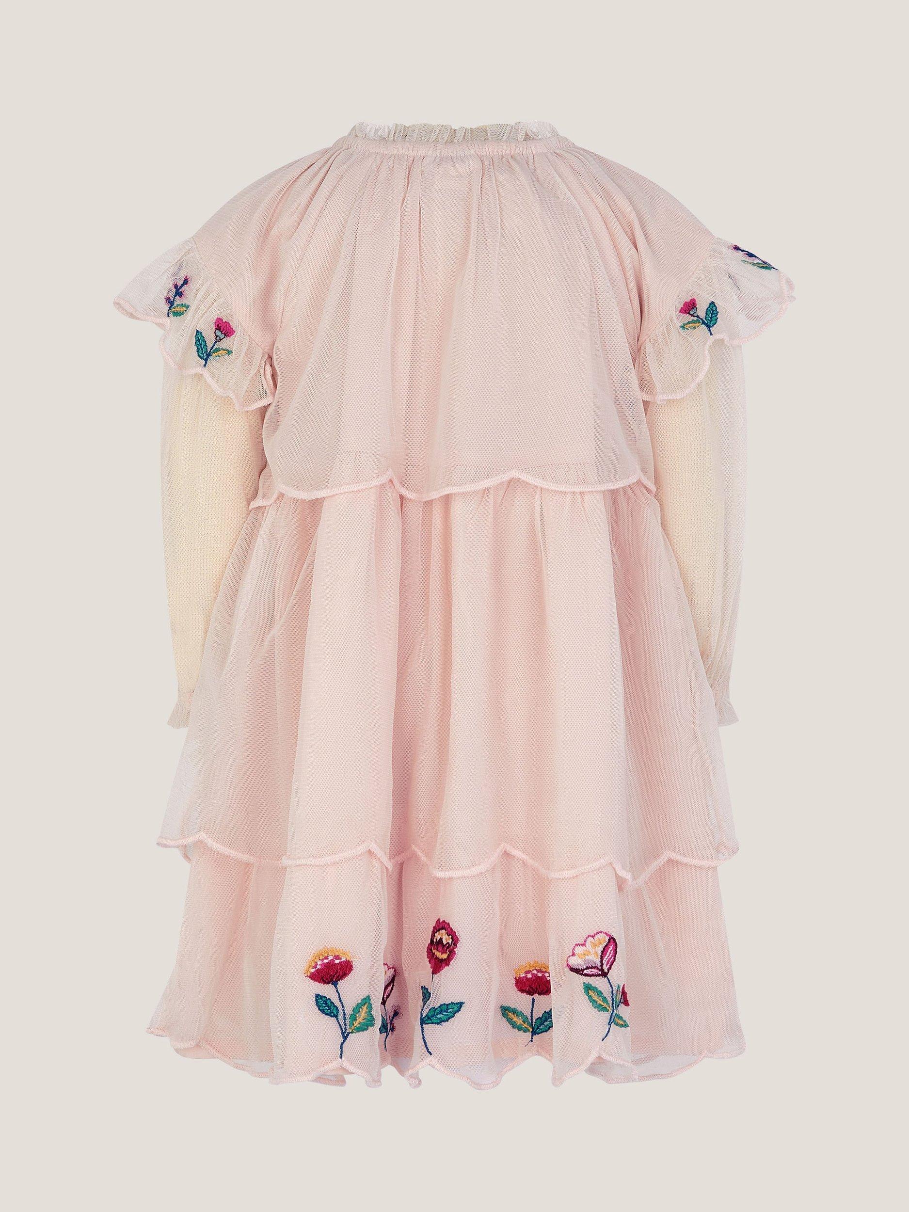 Product image 2 of 3, which shows Monsoon Baby Scallop Dress, Ivory, 0-3 months