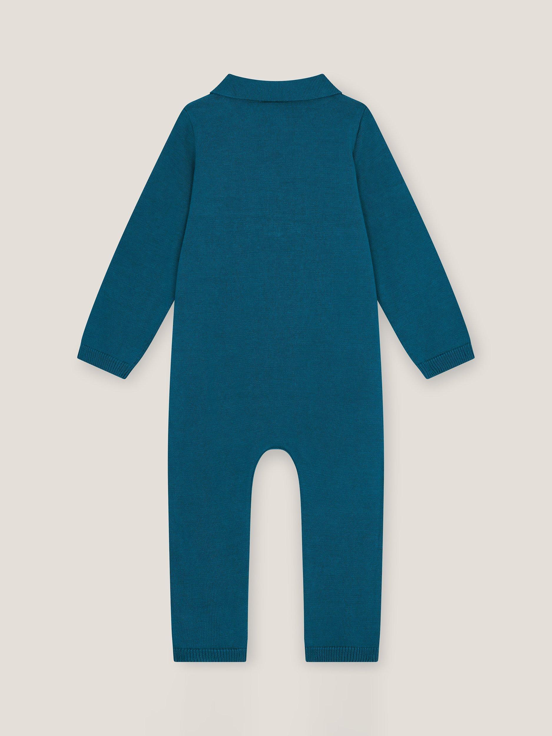 Product image 2 of 3, which shows Monsoon Baby Dog Romper, Blue, 0-3 months