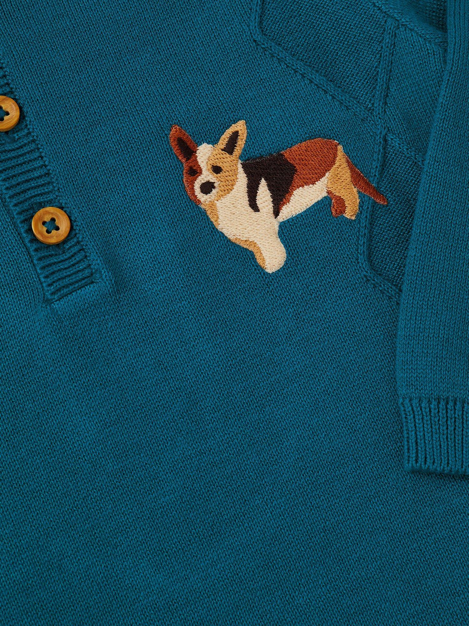 Product image 3 of 3, which shows Monsoon Baby Dog Romper, Blue, 0-3 months