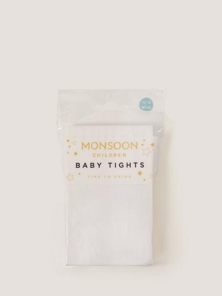 Monsoon Baby Lace Tights, White - view 2, White