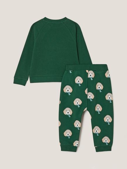 Monsoon Baby Digby Dog Jumper & Joggers Set, Green - view 2, Green