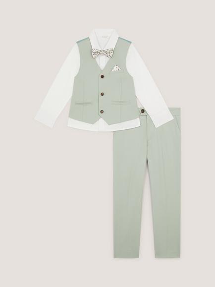 Monsoon Kids' Freddie Tailored 4-Piece Suit, Sage - view 2, Sage