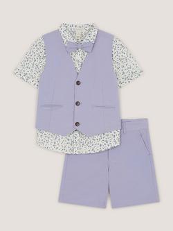 Monsoon Kids' Oscar 4-Piece Short Suit Set, Blue, Blue