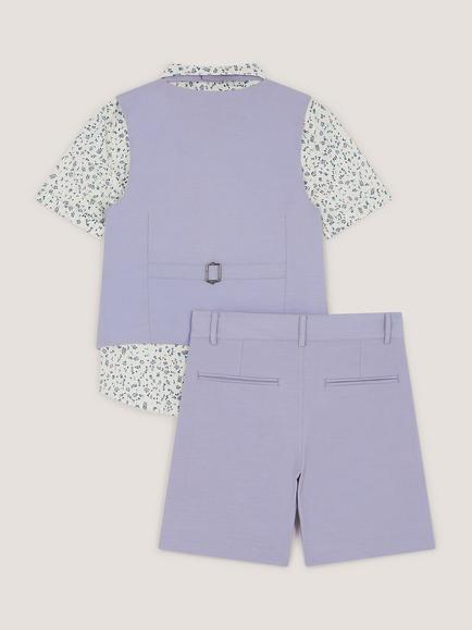 Monsoon Kids' Oscar 4-Piece Short Suit Set, Blue - view 2, Blue