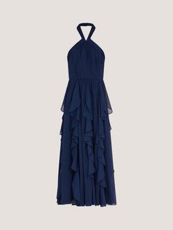 Monsoon Kids' Arizona Halter Ruffle Prom Dress - view 2, Navy