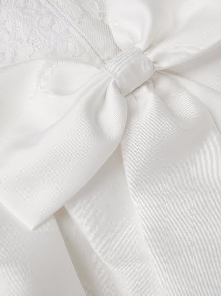 Monsoon Kids' Lola Bow Lace Dress, White - view 2, White