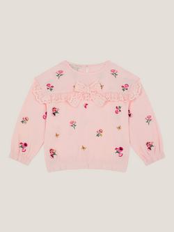 Monsoon Kids' Floral Bow Sweatshirt, Pink, Pink