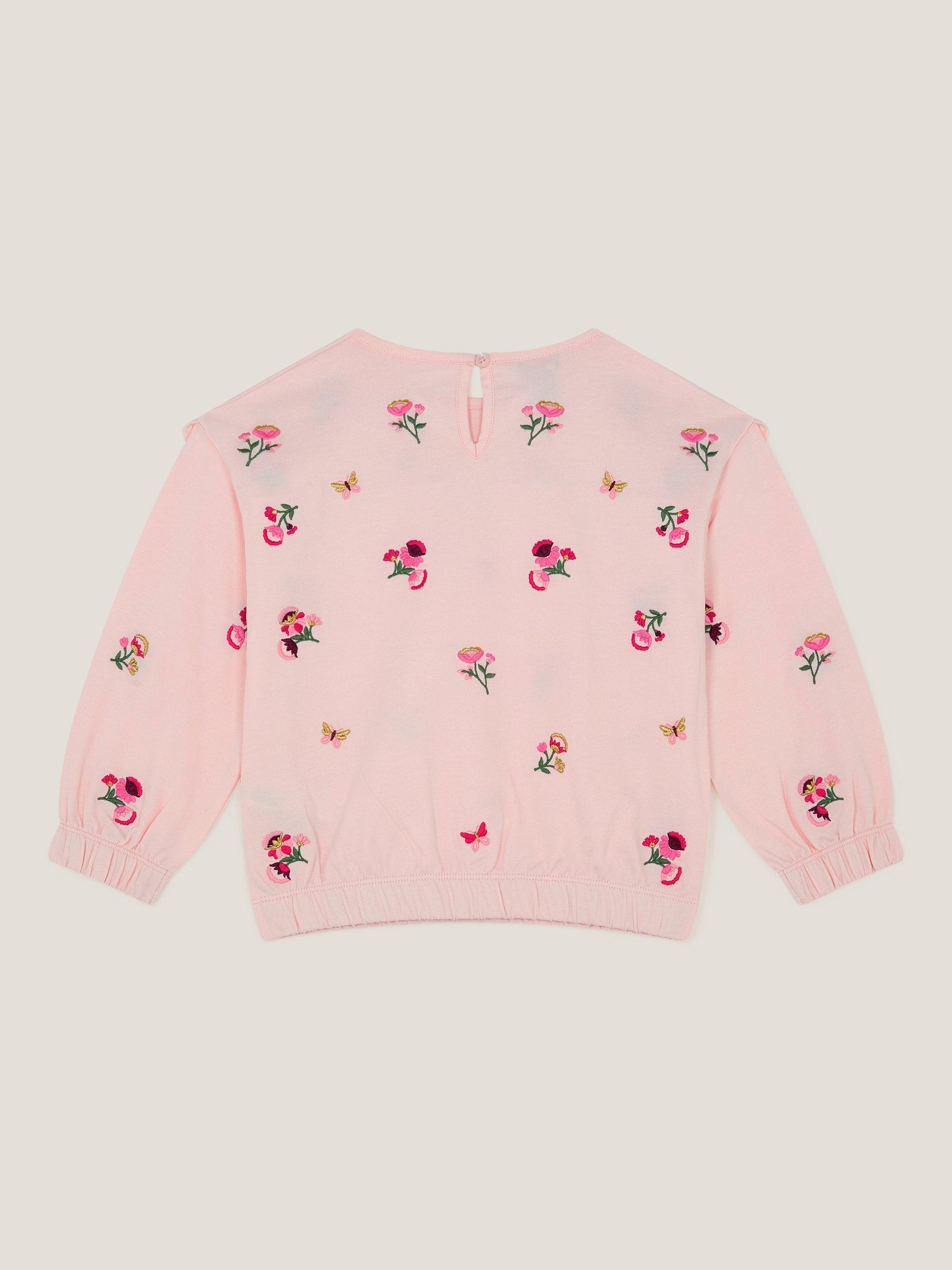 Product image 2 of 3, which shows Monsoon Kids' Floral Bow Sweatshirt, Pink, 3-4 years