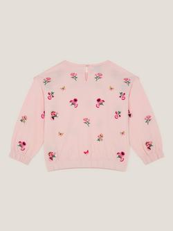 Monsoon Kids' Floral Bow Sweatshirt, Pink - view 2, Pink
