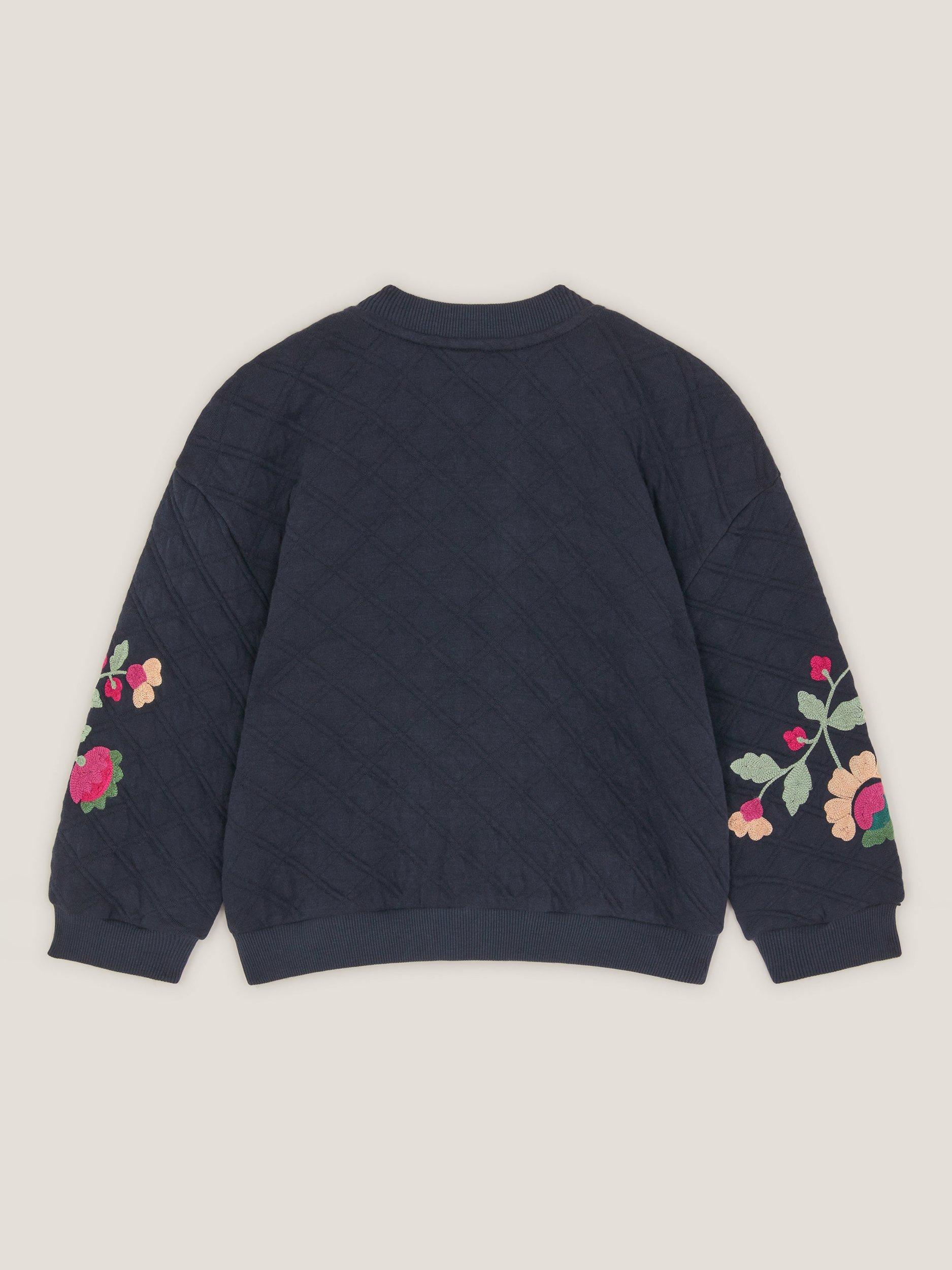 Product image 4 of 4, which shows Monsoon Kids' Floral Bomber Jacket, Navy, 3-4 years