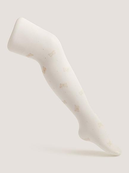 Monsoon Kids' Polka Dot Butterfly Tights, White, White