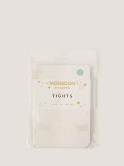 Monsoon Kids' Polka Dot Butterfly Tights, White - view 2, White