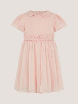 Monsoon Baby Romee Puff Sleeve Embroidered Party Dress, Pale Pink, Pale Pink