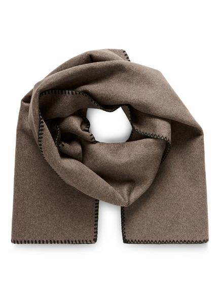 Part Two Suzette Blanket Stitch Wool Blend Scarf, Dark Walnut Melange, Dark Walnut Melange