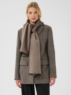 Part Two Suzette Blanket Stitch Wool Blend Scarf, Dark Walnut Melange - view 2, Dark Walnut Melange