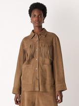 Whistles Tassel Pure Suede Jacket, Taupe