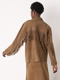 Whistles Tassel Pure Suede Jacket, Taupe - view 2, Taupe