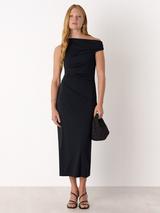 Whistles Jersey Crepe Asymmetric Dress, Black
