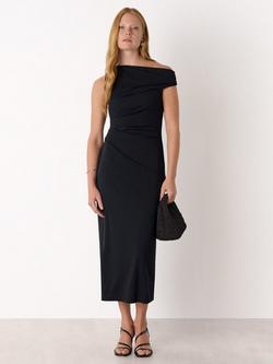 Whistles Jersey Crepe Asymmetric Dress, Black, Black