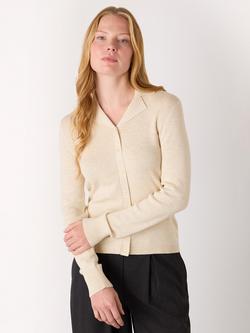 Whistles Phoebe Knit Long Sleeve Shirt, Oatmeal, Oatmeal