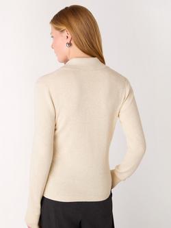 Whistles Phoebe Knit Long Sleeve Shirt, Oatmeal - view 2, Oatmeal