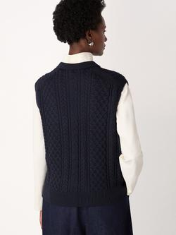 Whistles Cable Detail Wool Rich Tank Top, Navy - view 2, Navy