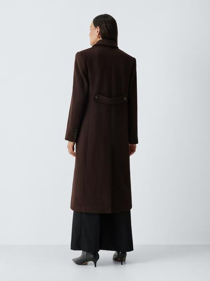 John Lewis Double Breasted Wool Blend Coat - view 2, Chocolate